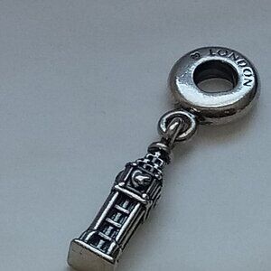 Authentic Retired Pandora London Big Ben Sterling Silver Dangle Charm #791080
